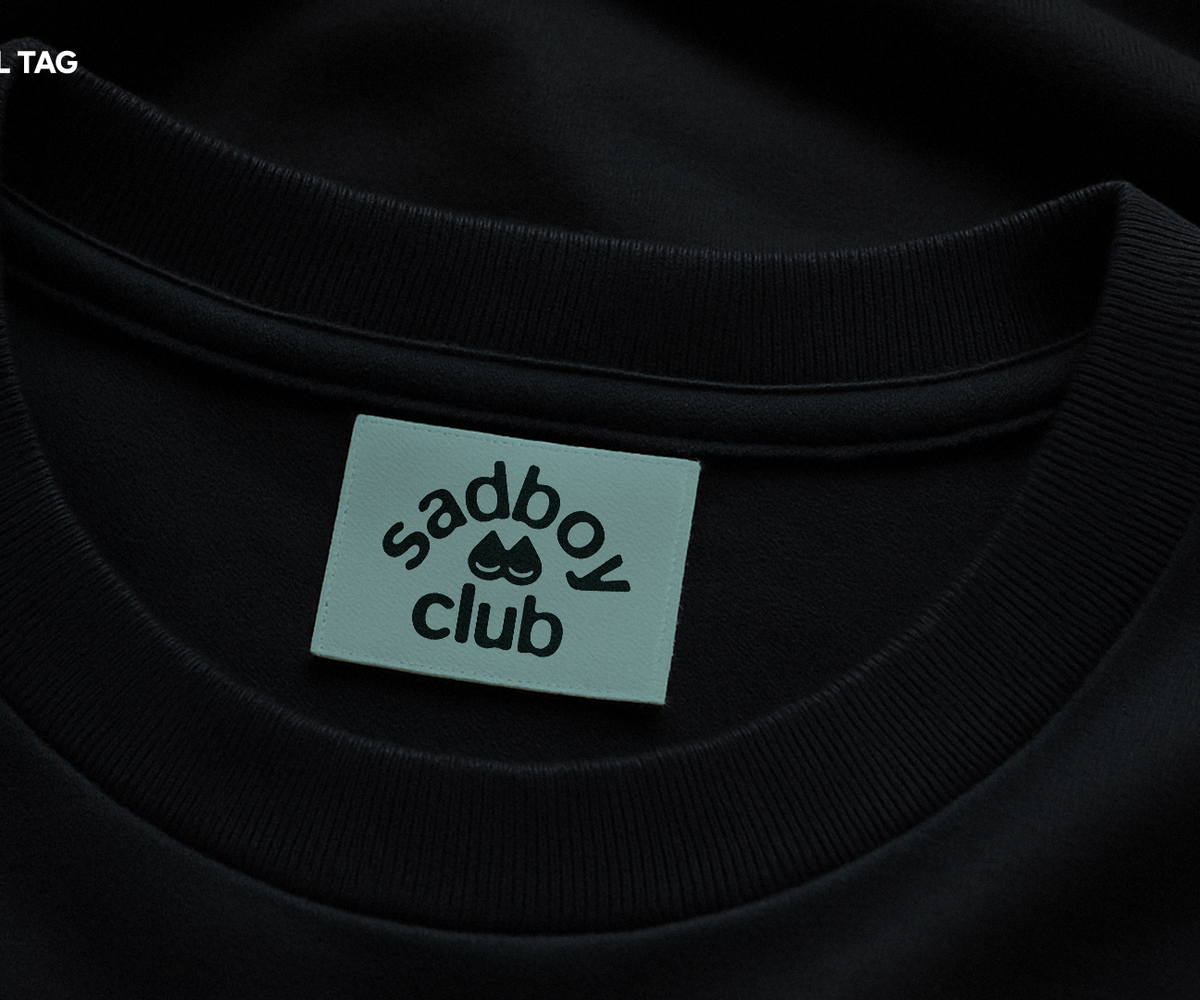 Sad Boy Club woven neck label detail